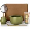 20OZ Matcha Whisk Set - 5PCS Japanese Tea Set Includes Matcha Bowl with Spout, Bamboo Whisk with Ceramic Holder, Bamboo Scoop and Sifter, Matcha Kit