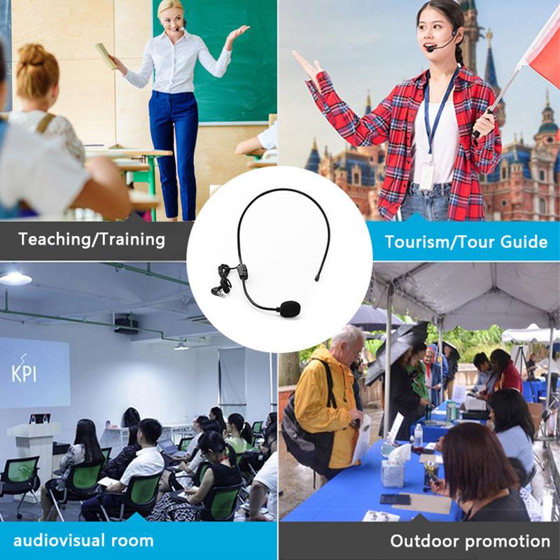 Portable Head Mounted Headset Microphone Wired 3.5Mm Plug Mic For Shopping Mall Teacher Tour Guide Amplifier Phone Wheat Bee Ear