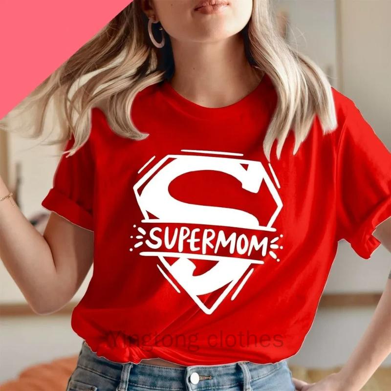 Mothers Day Tshirt Super Mom Superhero Mother's Day T-Shirt Loving Caring Mummy Tops Women Clothes T Shirt Women Tops T Shirts