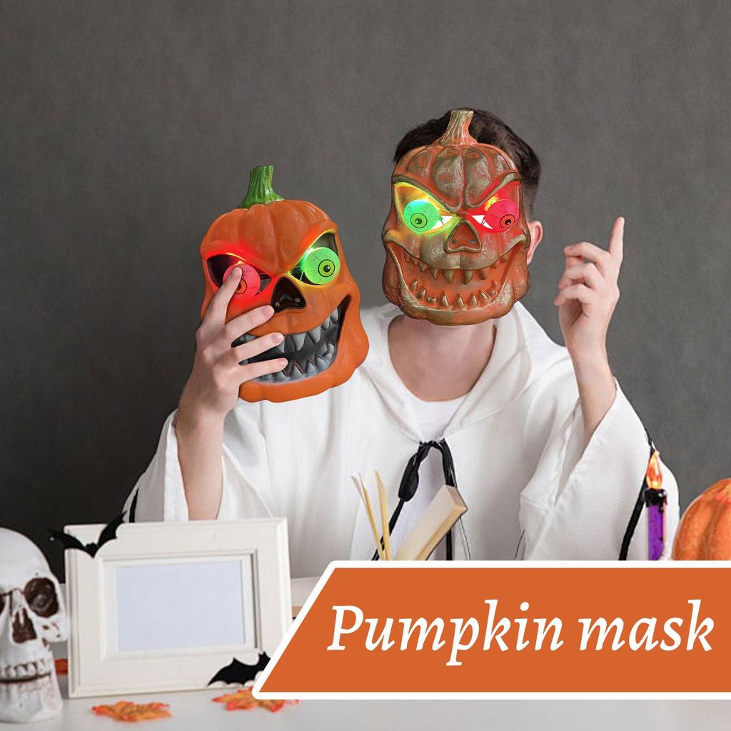 Halloween Horror Pumpkin Mask Glowing Makeup Funny COS Scary Props