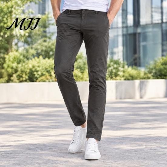 Casual Business Attire for Men Twill Trousers, Slim Fit Stretch Chinos Pants, Solid Color Wrinkle Resistant Trousers Straight Leg Pants Office Dating