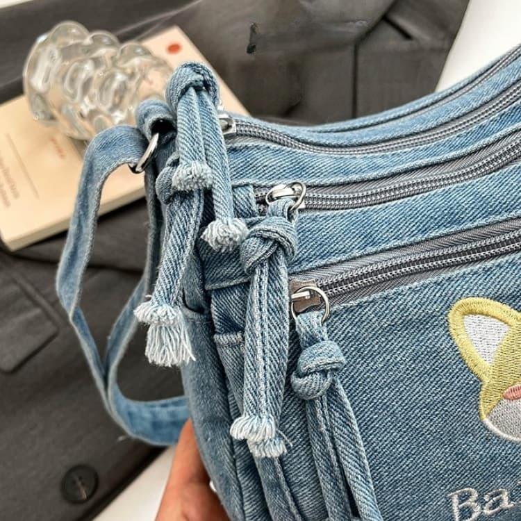 Borsa a tracolla borsa a spalla in denim lavato vintage