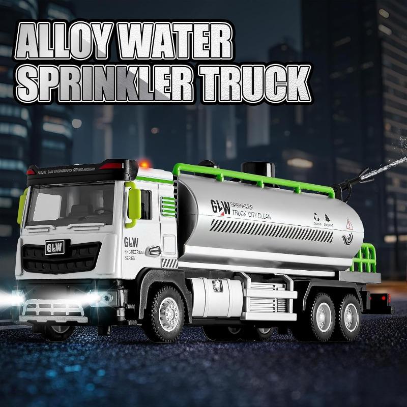 

Литые игрушки-цистерны, грузовик для удаления дыма с помощью трения, со светом и звуком, 1:40 масштаб грузовик-разбрызгиватель детская игрушка Water Sprinkler