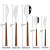 30Pcs Wood Handle Silver Dinnerware Steak Knife Fork Spoons Cutlery Set Stainless Steel Marble Flatware Kitchen Tableware Set