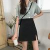 Women's Skirt Summer Anti-Exposure Short Skirt High Waist Plus Size Slimming Split A-Line Skirt Academic Black Pencil Skirt Trendy
