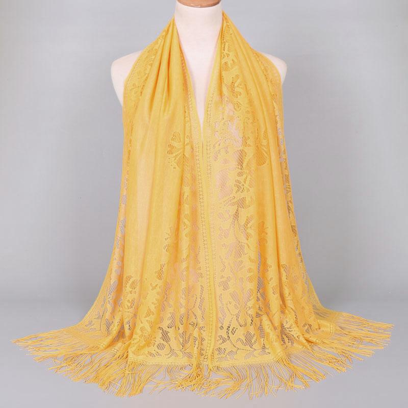Embroidery Lace Woman'S Veils Church Tassel Long Shawls Hollow Out Muslim Woman Hijabs Elegant Party Shawl Scarves Maxi Wrap