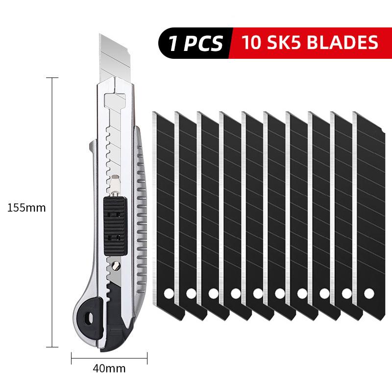 Utility Knife SK5 Steel Blade Can Replacement and Retractable Sharp Cut Paper Fabric Wood Rubber Plastic