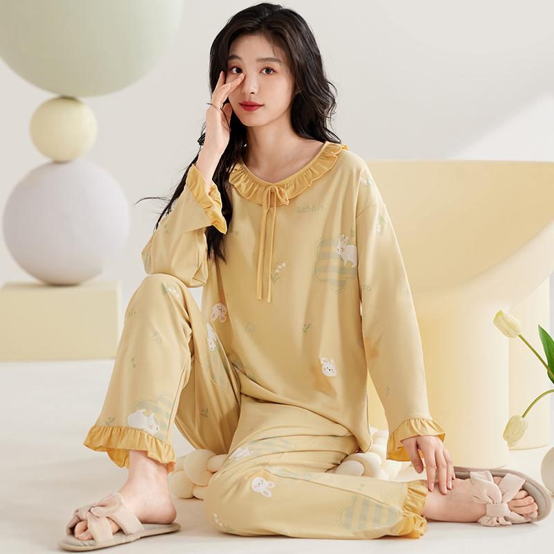 Set pijamale cu flori albastre Lenjerie de dormit femeie cu mâneci lungi pantaloni lungi toamnă iarnă pijamale drăguțe pijamale confortabile pijamale moale fete pijamale kawaii