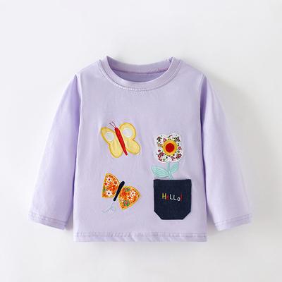 Dziewczęce T-shirty Dla Małych i Średnich Dzieci Casualowe T-shirty z Okrągłym Dekoltem i Długim Rękawem do Noszenia pod Spód Dla Dziecięcych Topów