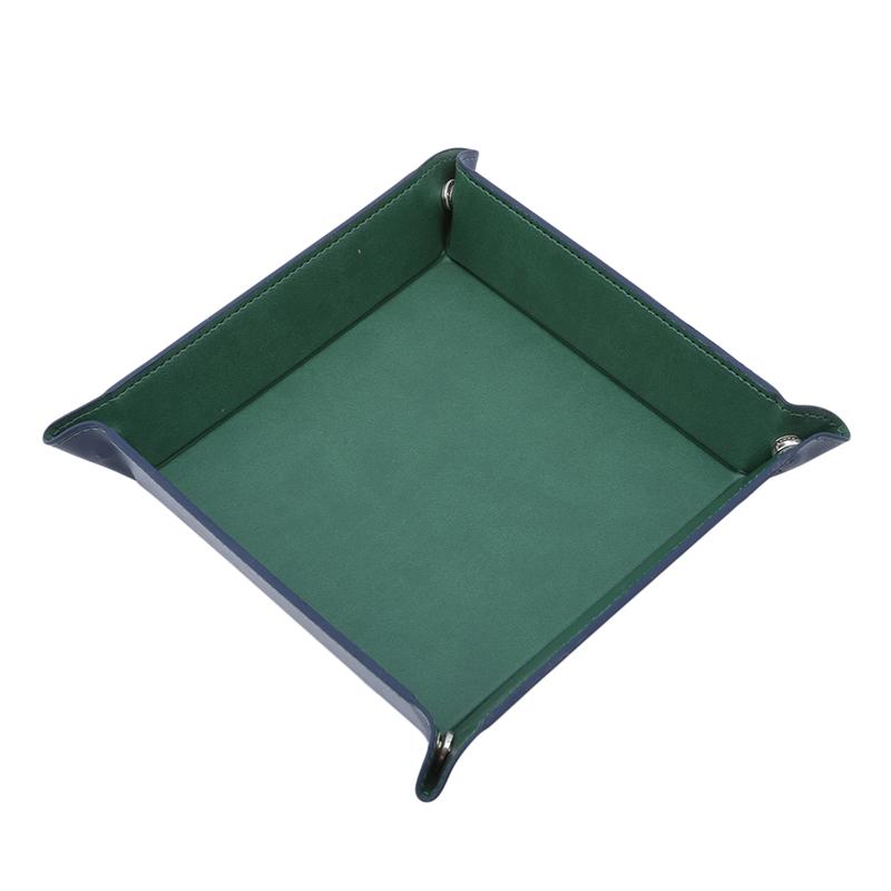 Four Corner Foldable Dice Tray Desktop Storage Square Trays Large Capacity for Kitchen Storage Supplies Solid Color PU Leather