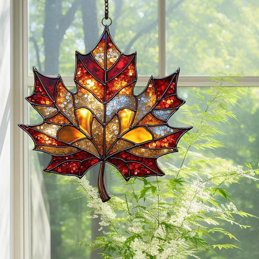 Künstliche Acryl 2D Ahornblätter Herbst Fake Blätter Sonnenfänger Ahornblätter Thanksgiving Weihnachten Hochzeitsparty Dekoration