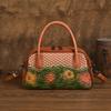 Johnature Ethnic Style Genuine Leather Retro Handbag Handmade Leather Carving Women's Shoulder Crossbody Bags