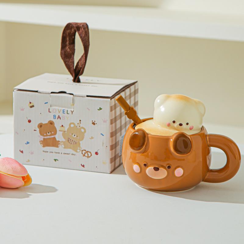Geburtstagsgeschenk Mädchen süßer Bär Kaffee Wasserbecher ins Stil hoher Wert Keramiktasse Begleitgeschenk