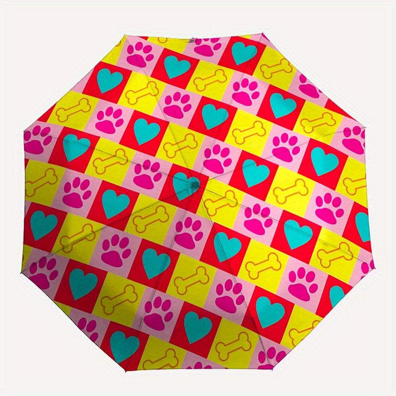 

1pc Hearts and bones pattern Automatic Umbrella 8-Bone Design Compact Gear for Outdoor Travel, Perfect Holiday Gift yy250827031