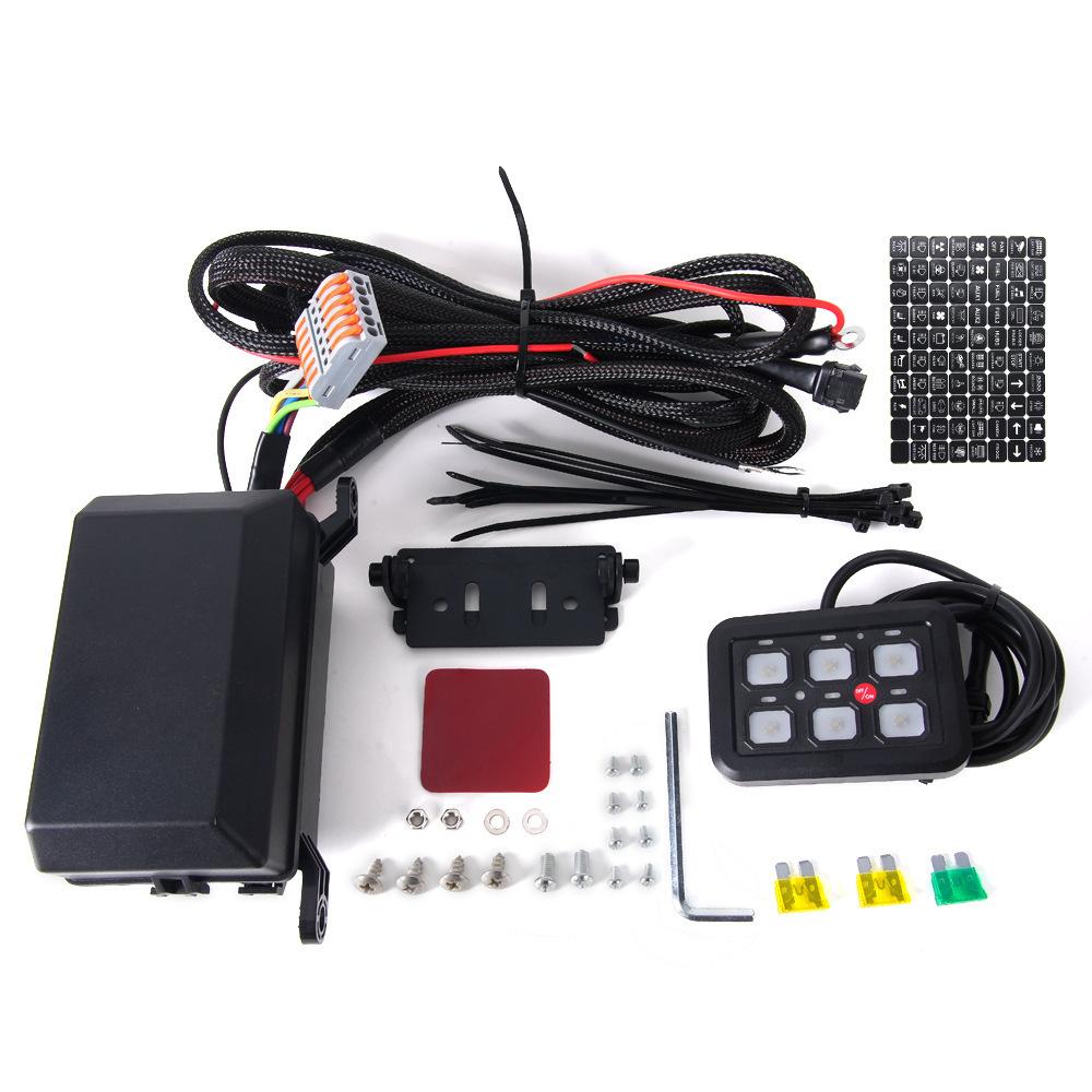 Wrangler-Compatible 6/8-Way LED Spotlight Switch Fuse Control System