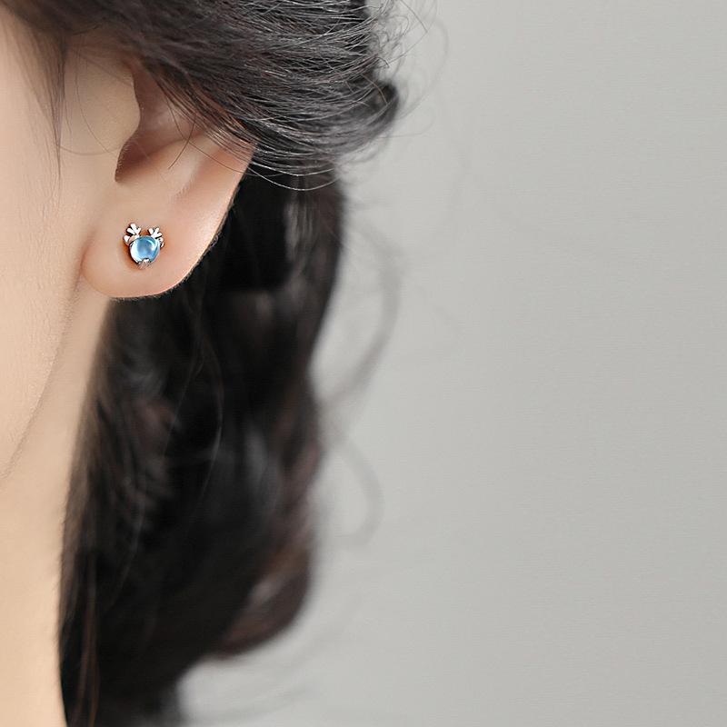 Blue Elk Women's Mini Stud Earrings - Simple, Sweet, Korean Style Christmas Gift
