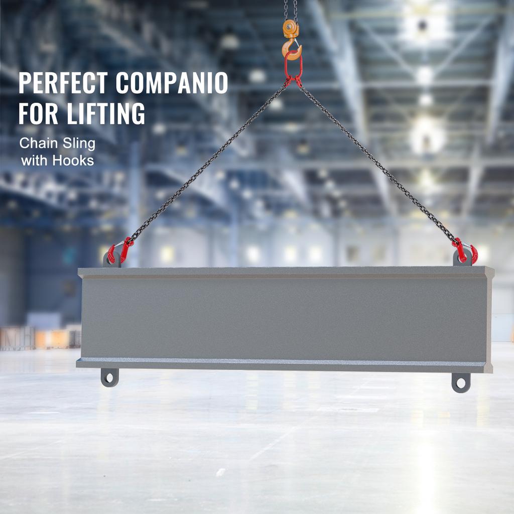 SucceBuy 3T 5ft Závěsný řetěz 5/16 palce G80 Zvedací řetězy se 2 nohami s háky pro drapáky pro zvedák motoru Zvedací řetěz motoru