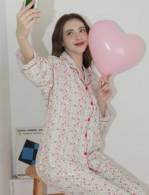 [Judyn] [2PACK] Vintage Floral Peach Brushed Long Sleeve Pajama Set [Shipped from Korea] 100% Authentic