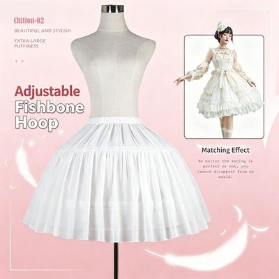 Mode Lolita Underkjol Med Stomme Vit Underkjol Krinolin Justerbar Cosplay Bröllop Underkjolar Festklänning