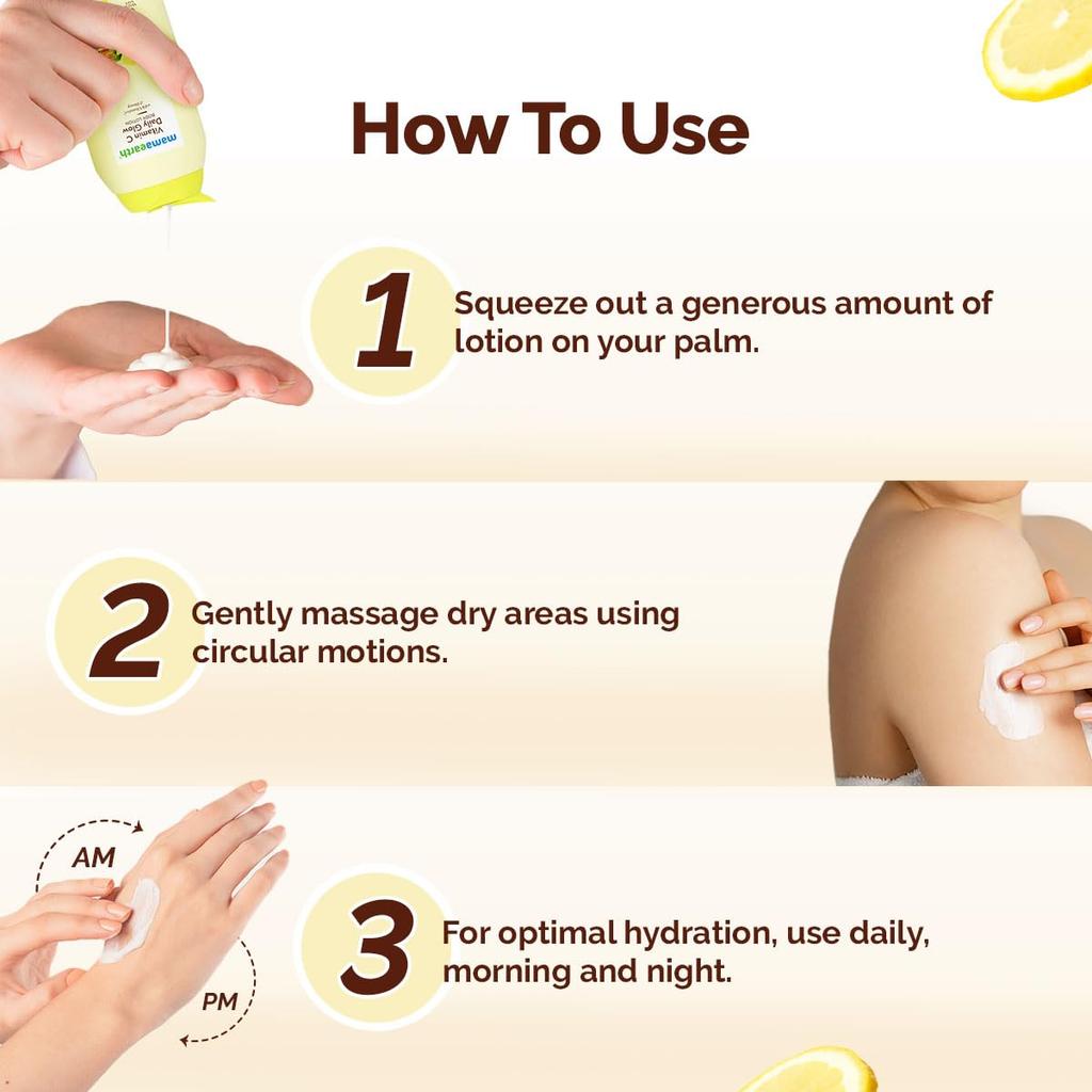 Mamaearth Vitamin C Daily Glow Body Lotion 200ml Pack of 1 for Skin Brightening & Deep Hydration