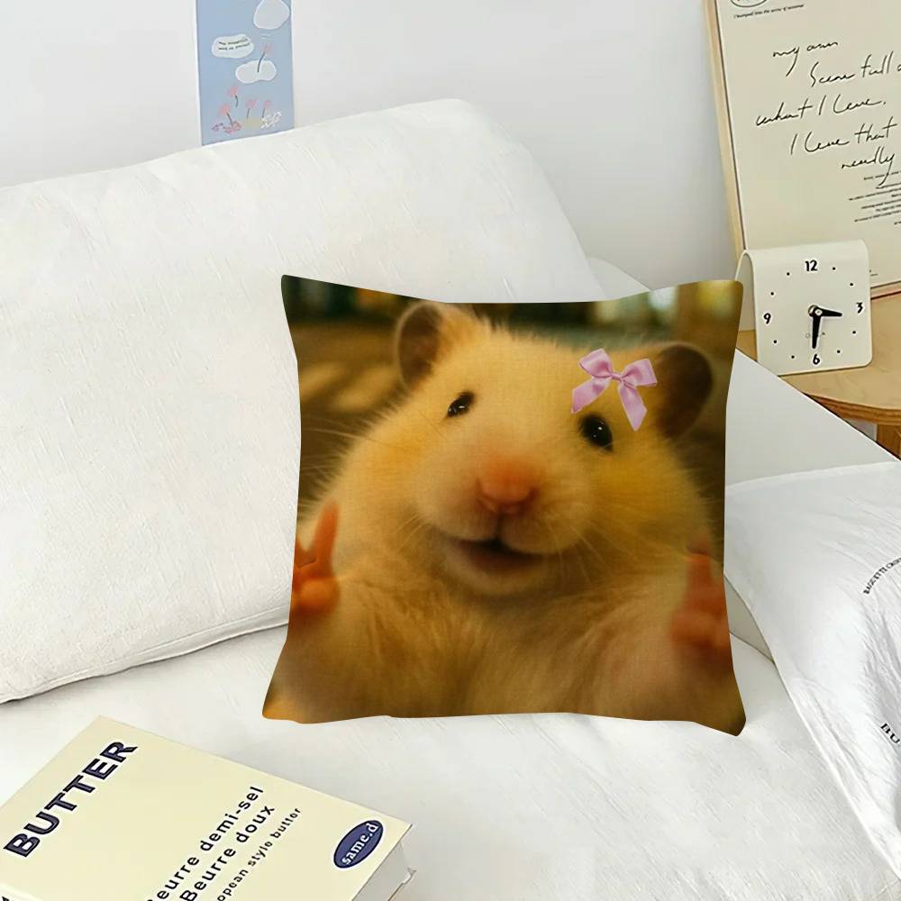 Funny Sad Hamster Emoticon   Pillow Cover Design cushion Cover decor Holiday Decorati