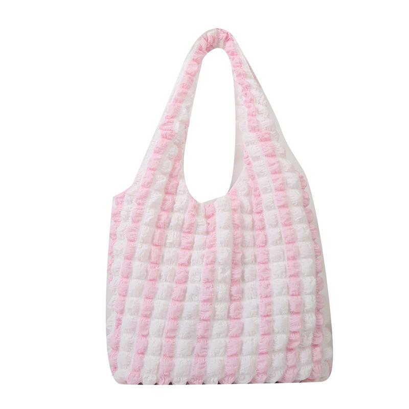 

Fashion large-capacity bag 2024 spring new student class bubble commuter tote bag casual shoulder armpit bag рожевий