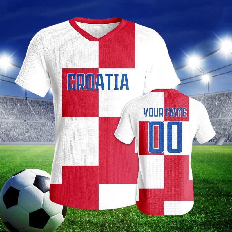 Kroatien Fußballtrikot Benutzerdefiniertes Fußballhemd mit personalisiertem Namen Nummer Fußballmannschaftstrikot für Männer Frauen Kinder
