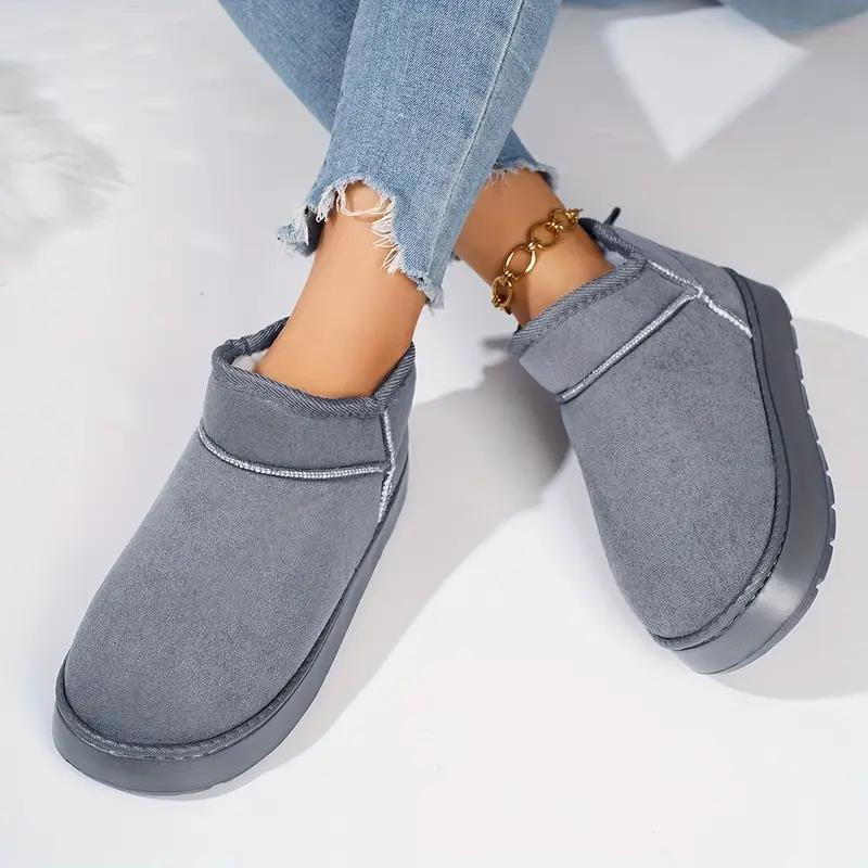 

Женские домашние тапочки слипоны - Мягкие плюшевые зимние ботинки для дома/улицы с нескользящей подошвой из ЭВА, Утепленная теплая подкладка 44-45 серый