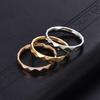 Korean Dainty Ring for Women 18K Gold Plated Stainless Steel Diamond-Cut Band Preppy Minimalist Narrow Jewelry 2024