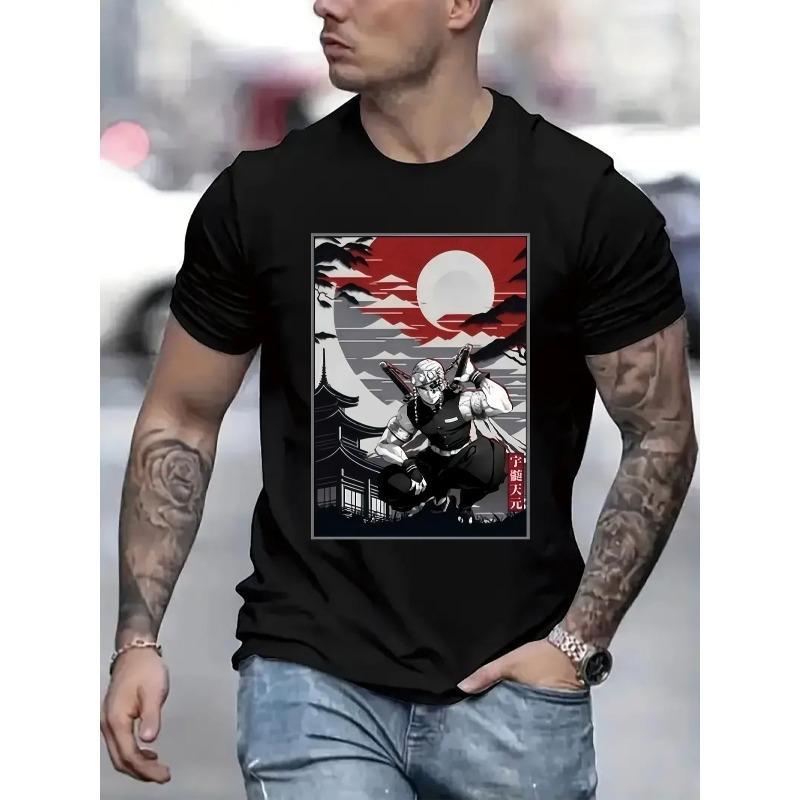 

European Size Men Casual Short Sleeve Tee Heavy Cotton - Comfortable Crew Neck, Soft Adorable Tees Tops 4XL чорний