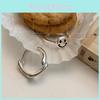 Trendy Korean Minimalist Smiley Face Ring For Women Adjustable Copper Fashion Accessory