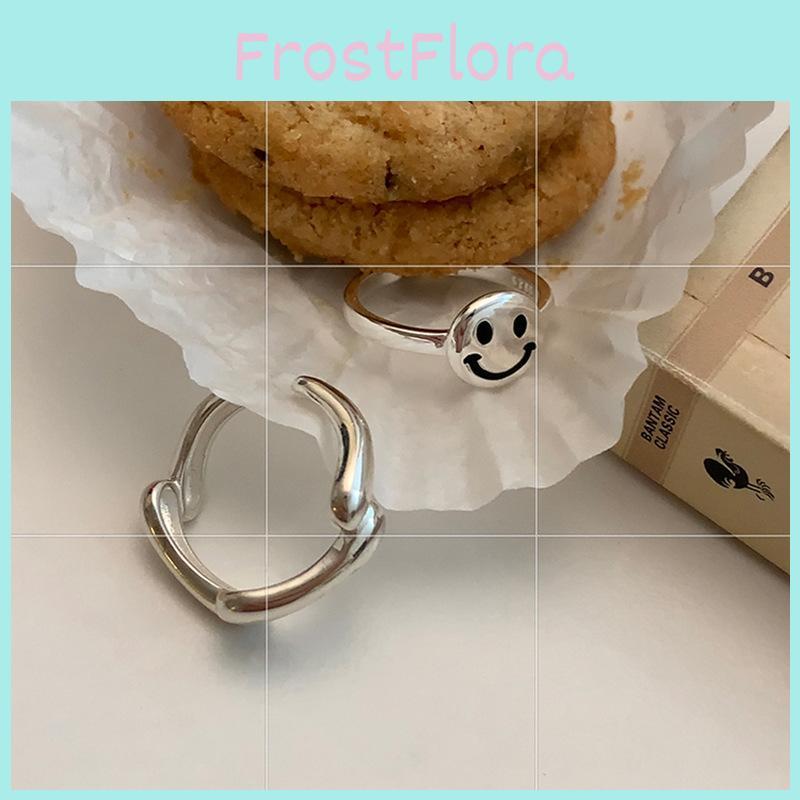 Trendy Korean Minimalist Smiley Face Ring For Women Adjustable Copper Fashion Accessory