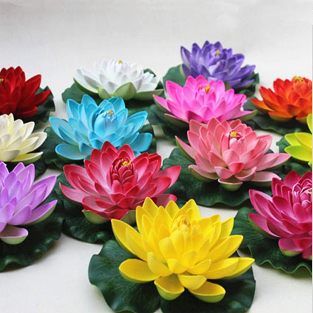 EVA Artificial Lotus Solid Color Decorative Vivid Lifelike Simulation Park Pond Landscaping Fake Water Lily Flower