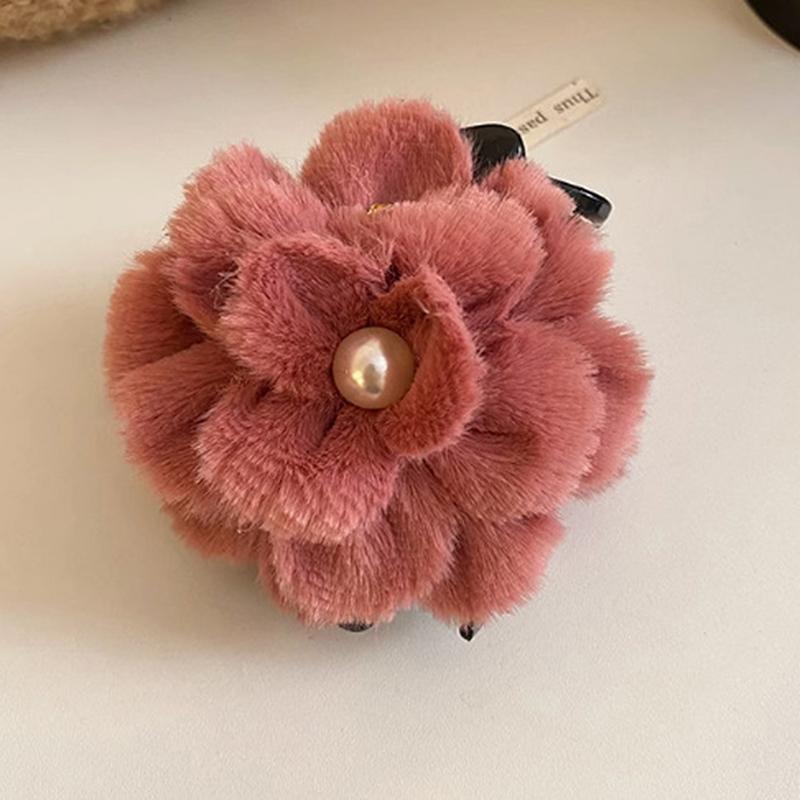 

Элегантный однотонный пушистый цветок заколка для волос для женщин и девочек универсальный жемчужный цветок акула заколка милые аксессуары для волос подарки розовый