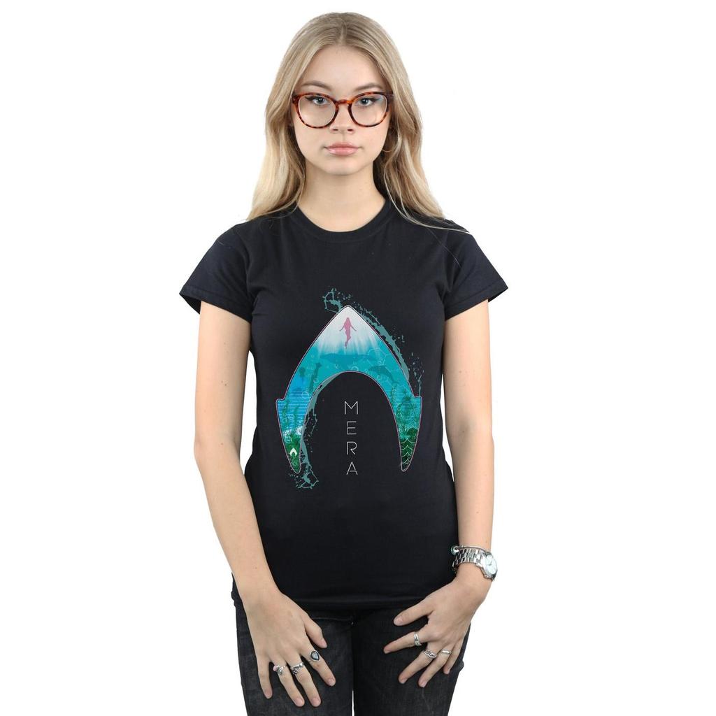 DC Comics Womens/Ladies Aquaman Mera Ocean Logo Cotton T-Shirt