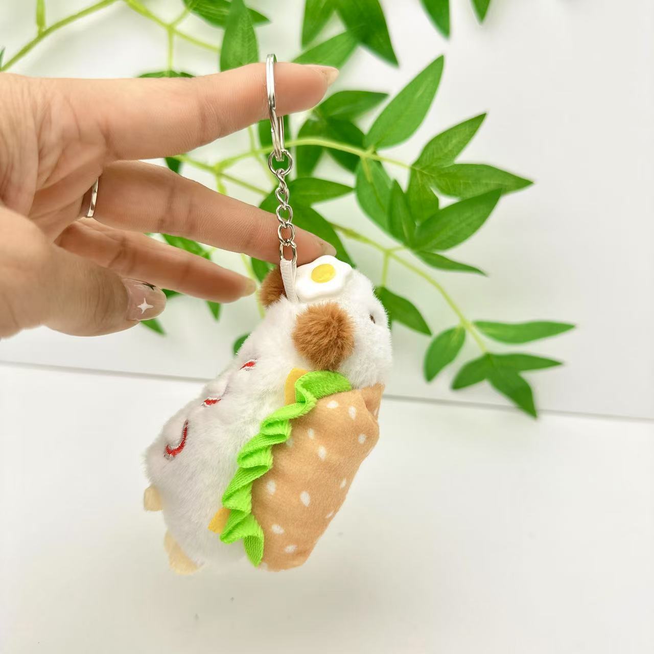 

Dog Poached Egg Animal Themed Plush Keychain For Kids Gifts Accessories And Hotdog Brown