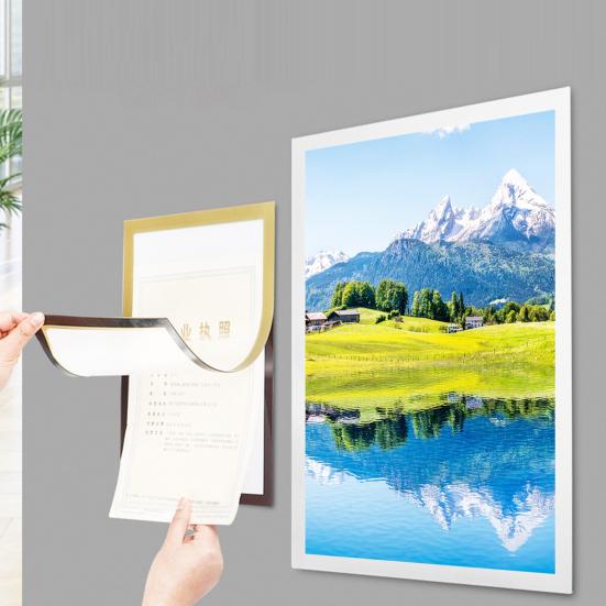 Magnetic Sign Holder Wall Mount Self-Adhesive Display Picture Frame Waterproof Clear PVC Document Holder for Home School Office Wall Door Refrigerator