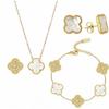 Four-leaf Clover Necklace Bracelet and Earring Set Titanium Steel Colorfast Five-flower Bracelet