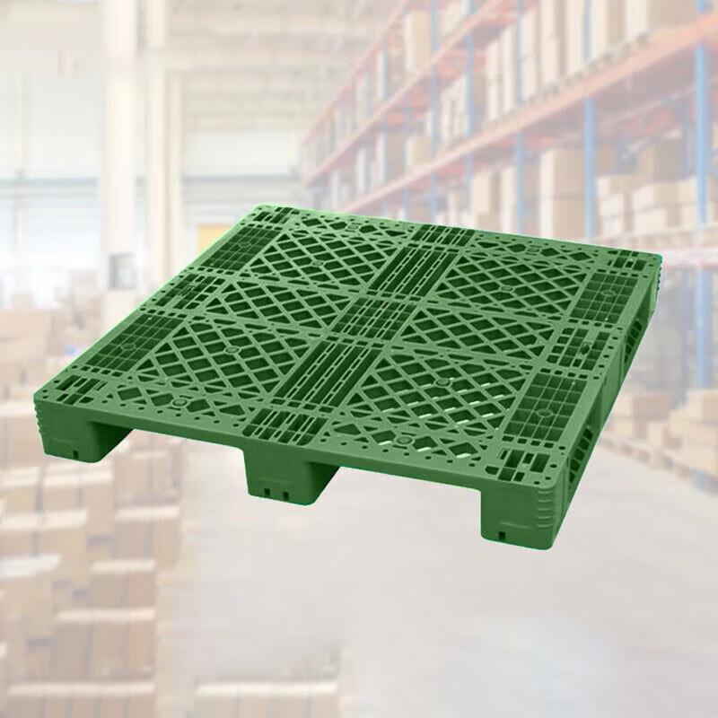 Green 1200x1000x150mm Steel-Reinforced Grid Plastic Pallet