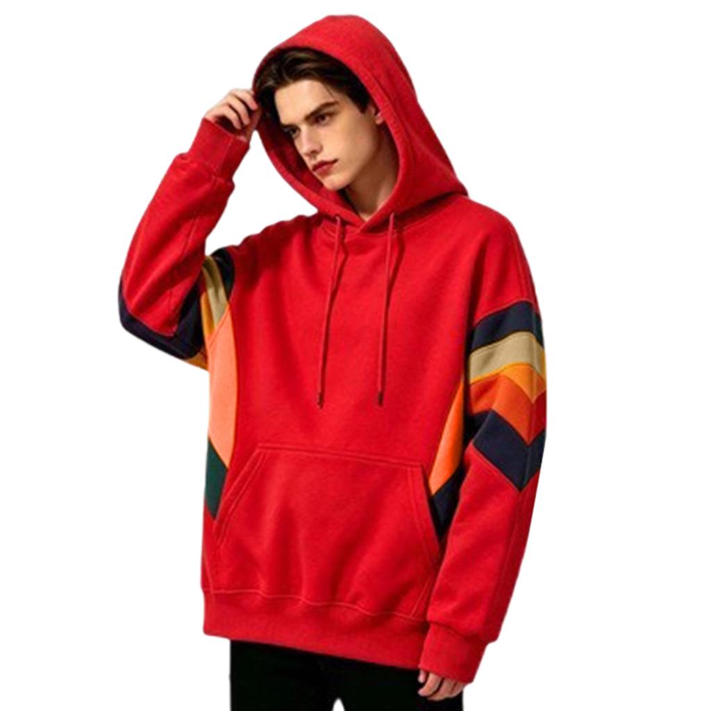 Herren Color-Block Hoodie mit tief angesetzter Schulter Lässiger Pullover Sweatshirt für den Alltag