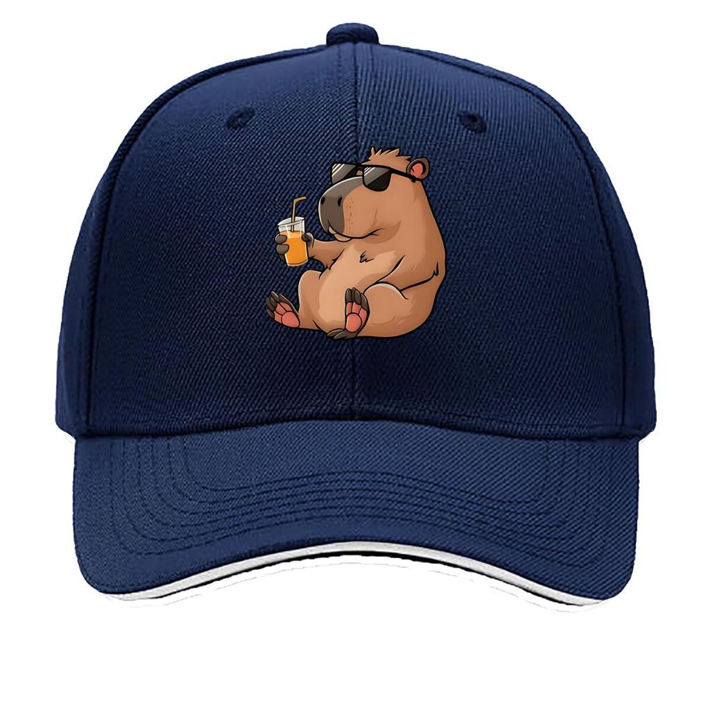 Vinyl Cartoon Capybara Sunglasses Juice Home Decor Hip Hop Hat Fashion Outdoor Sports Sandwich Baseball Cap