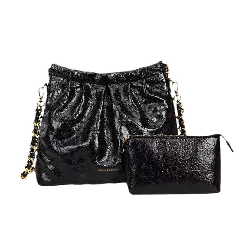Ledertasche, Neue Mutter und Kind Kettenbeutel, Damenhandtasche, Großes Fassungsvermögen, Hochwertiges Gefühl, Umhängetasche, Faltenbeutel, Zufälliger Beutel