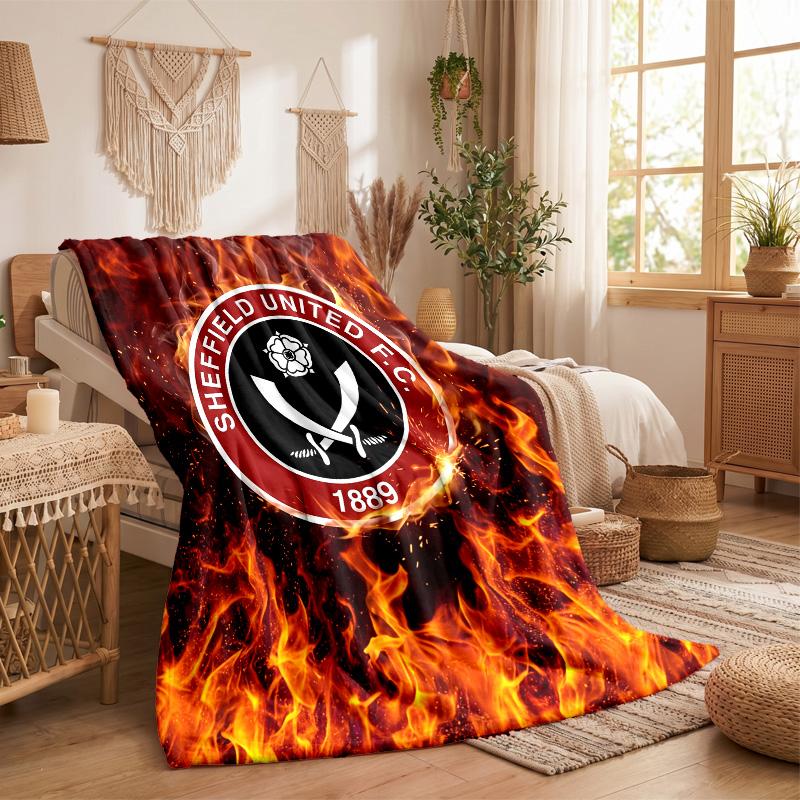 Sheffield United Football Print Flannel Blanket Soft Warm Sofa Bed Throw Blanket For Home Office Bedroom