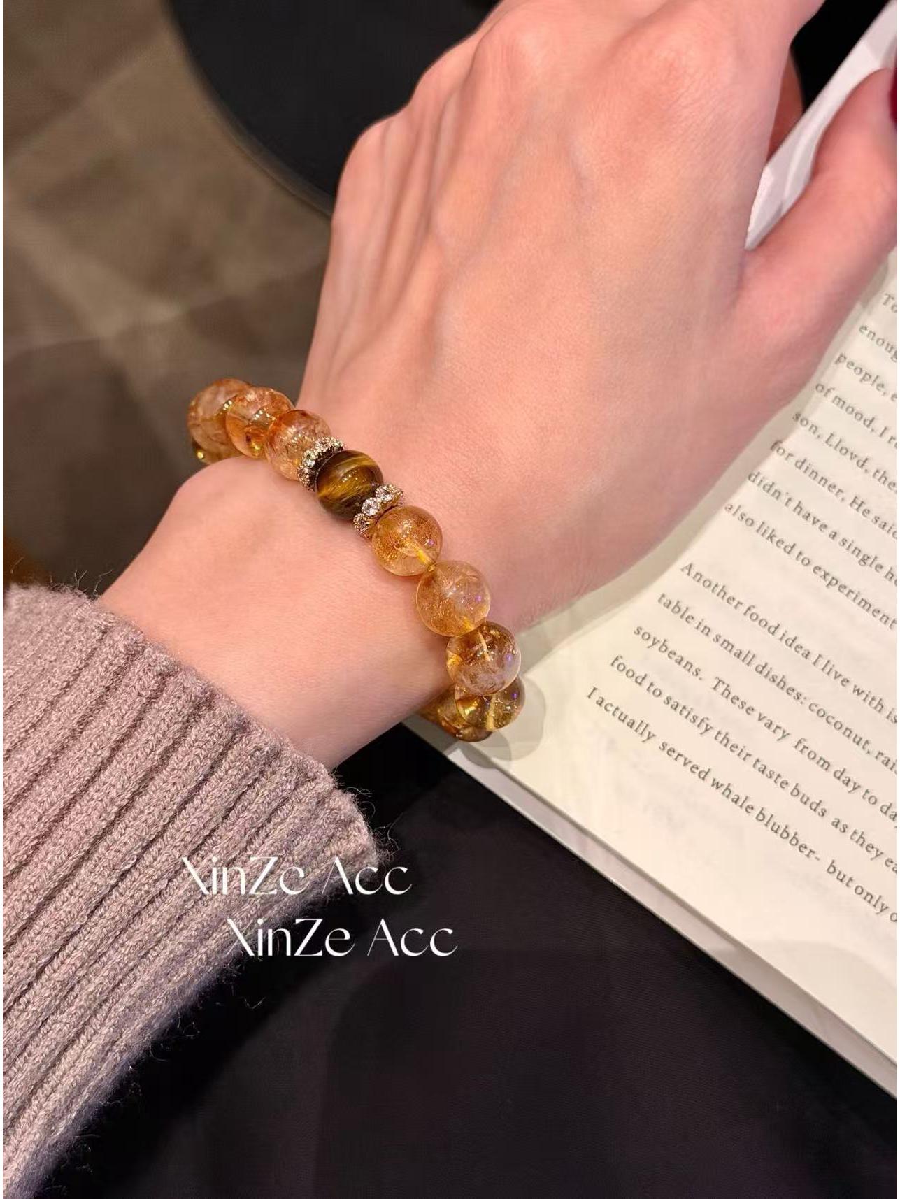 Натуральный желтый топаз и золотистый рутиловый кварц для привлечения богатства, тигровый глаз. Подарок. A-grade Natural Crystal