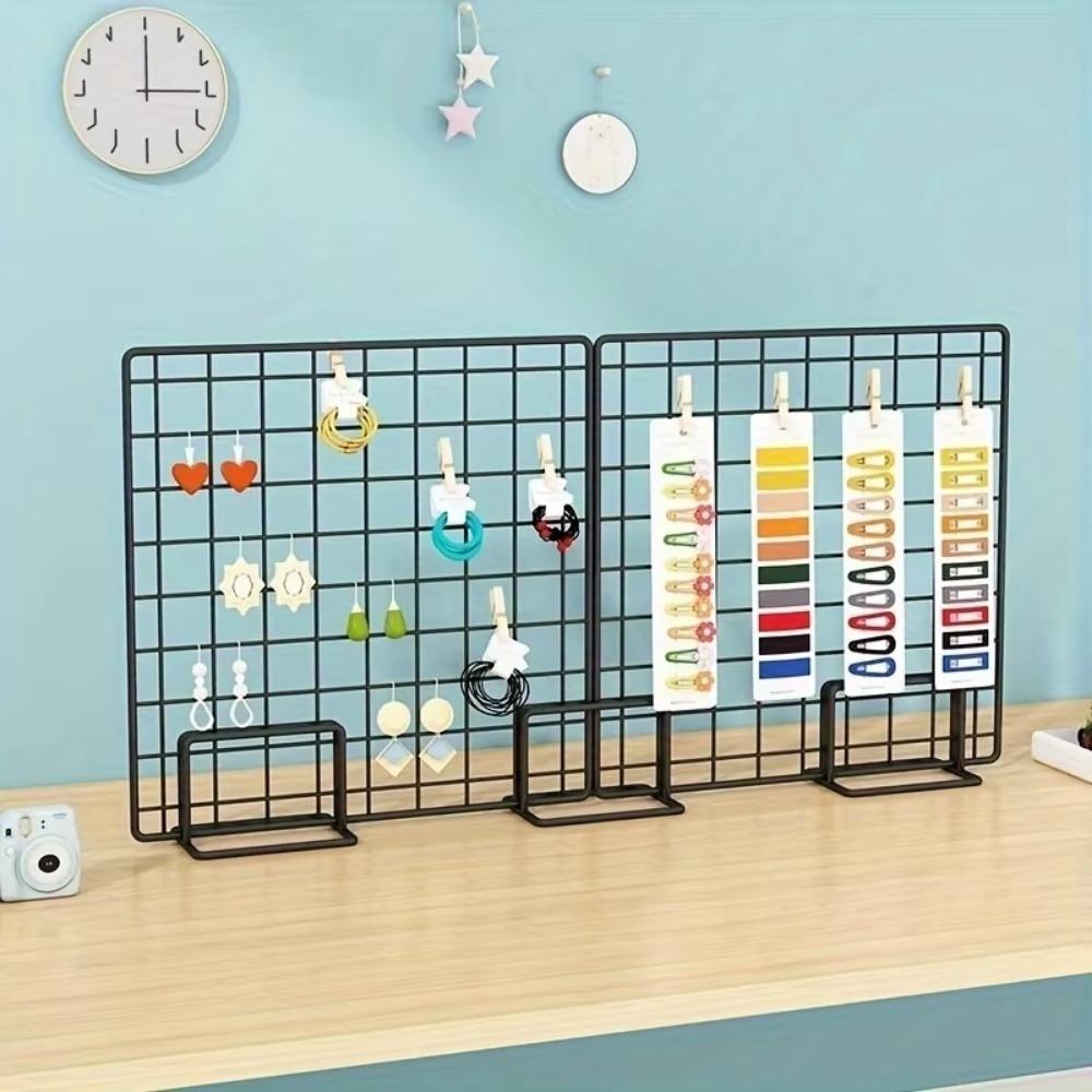 Creative Grid Display Rack with Base Metal Storage Rack Art Photo Display Desktop Stand For Grid Panel