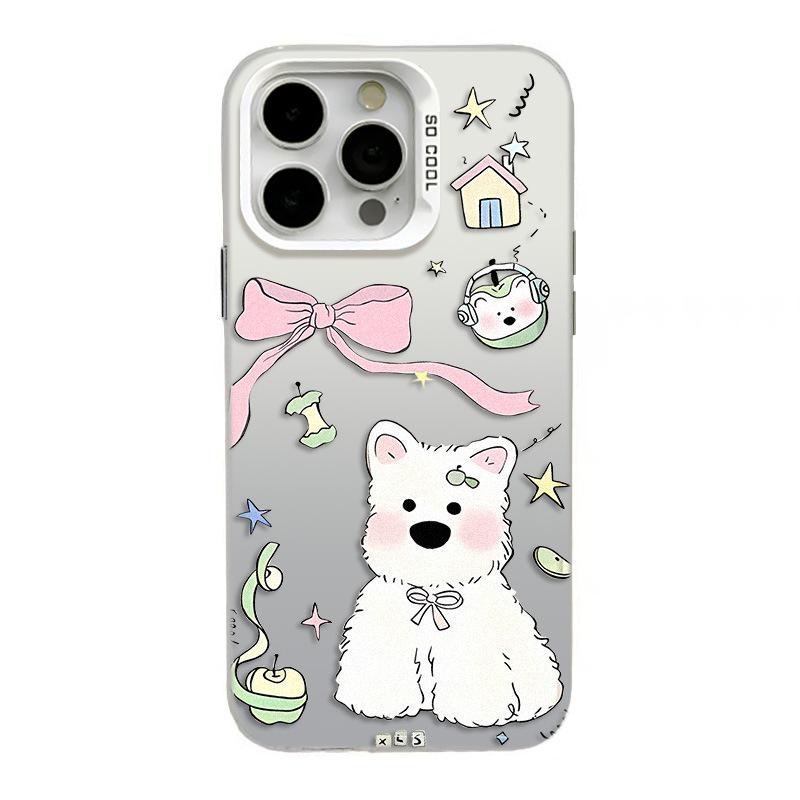 Cute White Dog Phone Case, Compatible with iPhone 11/12/16/17 Pro Max, Full Coverage, Drop Protection, Soft XR Case
