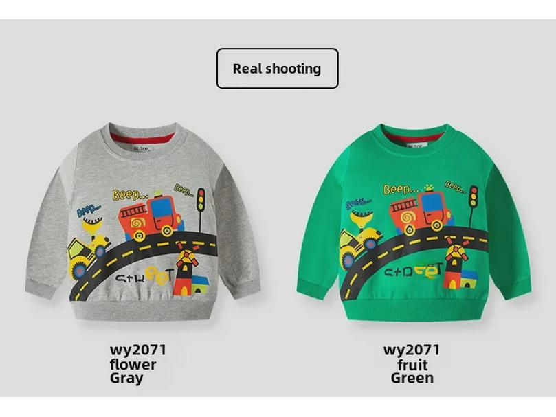 2025 New Autumn Kids' Cartoon Sweatshirt: Boys' Round Neck Casual Sweater