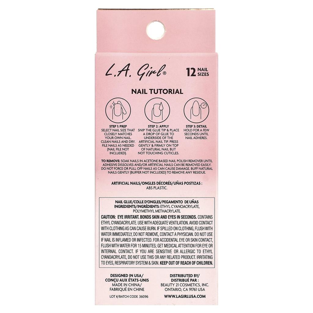 L.A. Girl, Oh So Shiny Artificial Nails, Gel Shine Nail Tips, GNT152 Wildest Dream, 25-Piece Kit