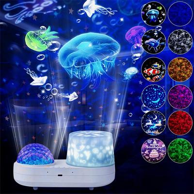 New Colorful Ocean Starry Night Light Projector with USB Rechargeable Feature - Stunning Visual Effects, Relaxing Atmosphere - P
