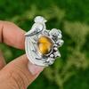 Natural Tiger'S Eye Gemstone 925 Silver Stackable Bird Adjustable Ring For Girls